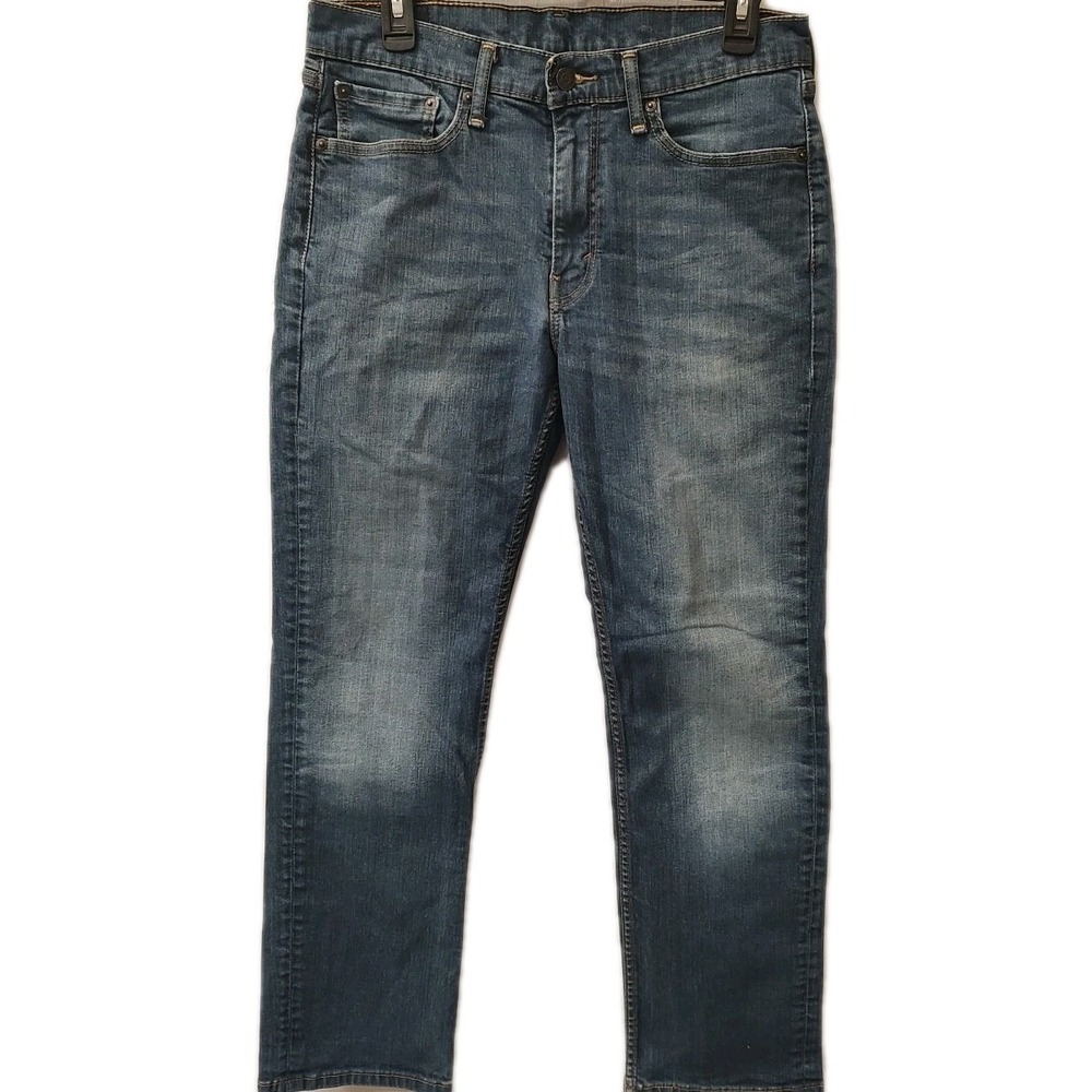 Levi's 514 Men's Straight Leg Jeans Blue Denim W33 L30 Mid Rise Zip Fly Distress